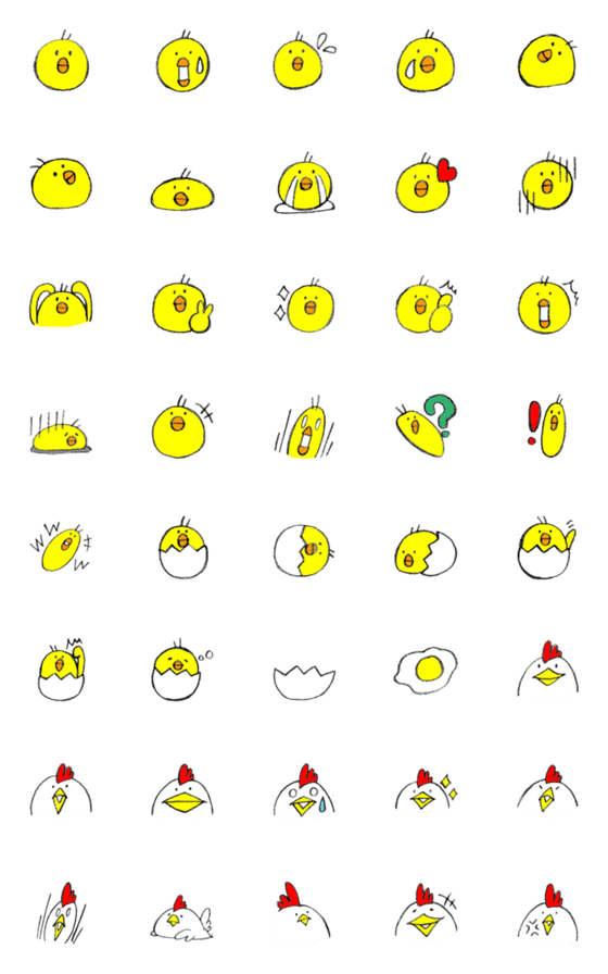 [LINE絵文字]ヒヨコとニワトリの画像一覧