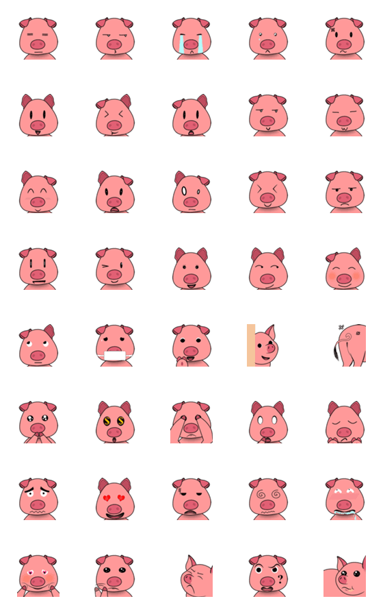 [LINE絵文字]emotional chubby pigの画像一覧