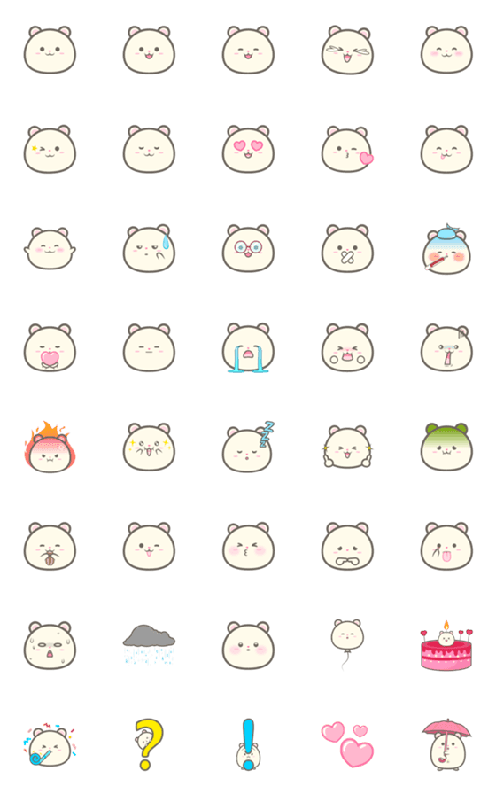 [LINE絵文字]Chubby Hamu Emojiの画像一覧