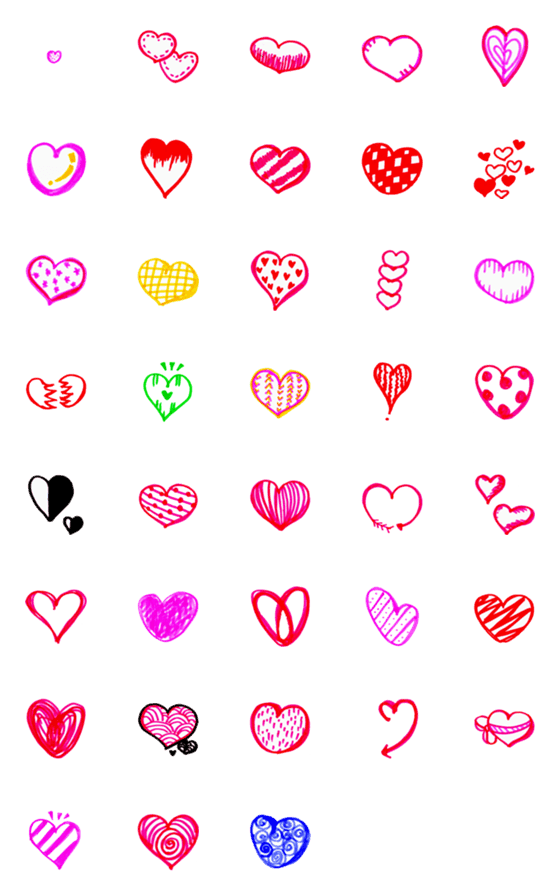 [LINE絵文字]Kid Drawn Heart Emoji V.4の画像一覧