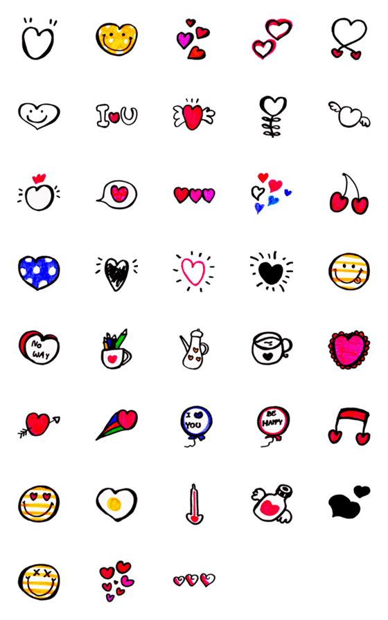 [LINE絵文字]Kid Drawn Heart Emoji V.2の画像一覧