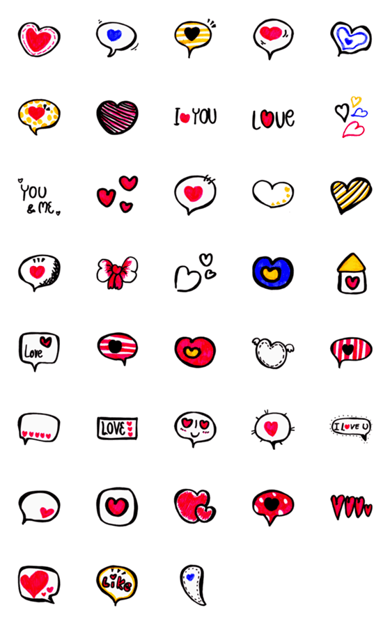[LINE絵文字]Kid Drawn Heart Emojiの画像一覧
