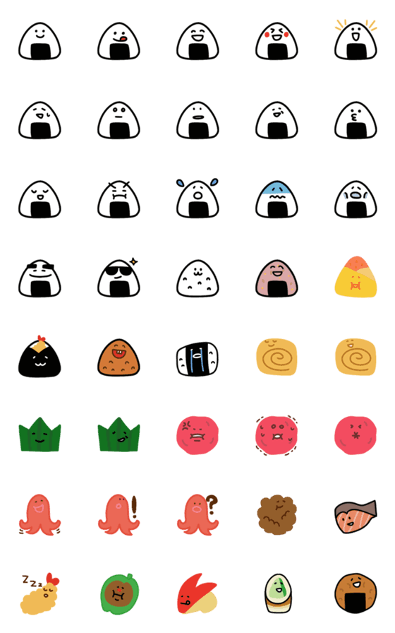[LINE絵文字]おにぎりとなかまたちの絵文字の画像一覧