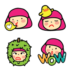 [LINE絵文字] Pink hair girl Emojiの画像