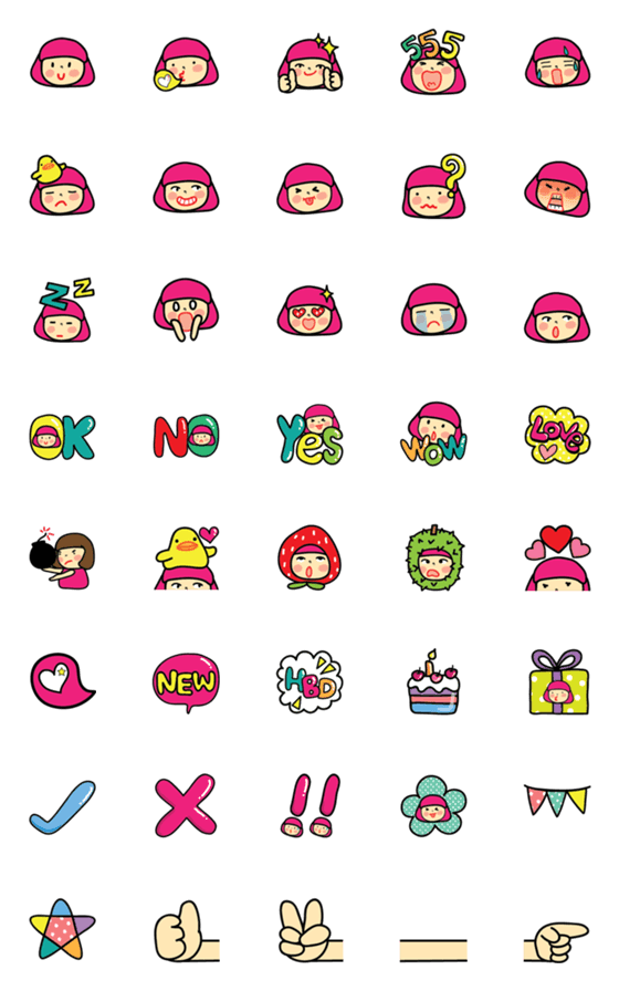 [LINE絵文字]Pink hair girl Emojiの画像一覧