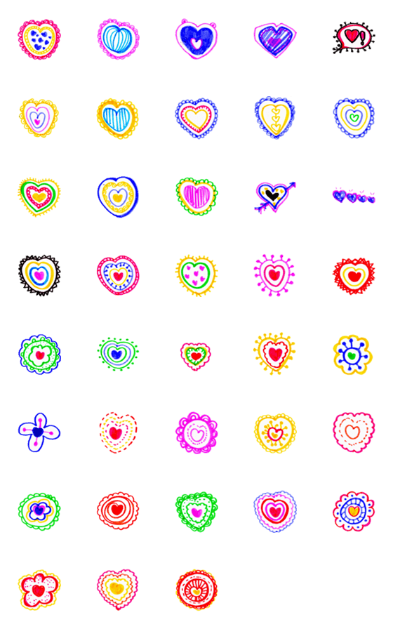 [LINE絵文字]Kid Drawn Heart Emoji V.5の画像一覧