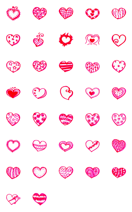 [LINE絵文字]Kid Drawn Heart Emoji V.6の画像一覧