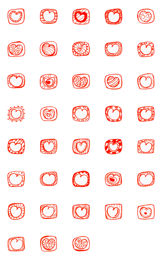 [LINE絵文字]Kid Drawn Heart Emoji V.7の画像一覧