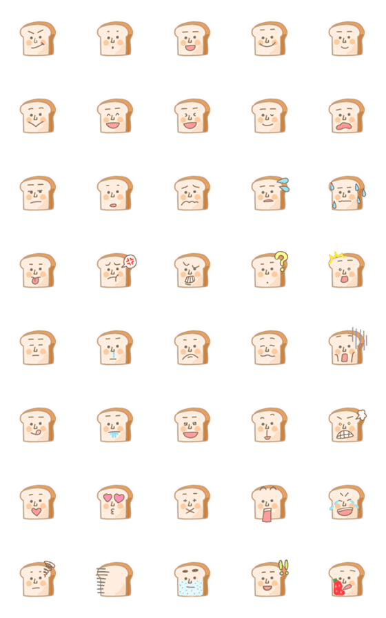 [LINE絵文字]食パン顔の画像一覧