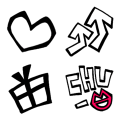 [LINE絵文字] シンプルな絵文字（白黒）の画像