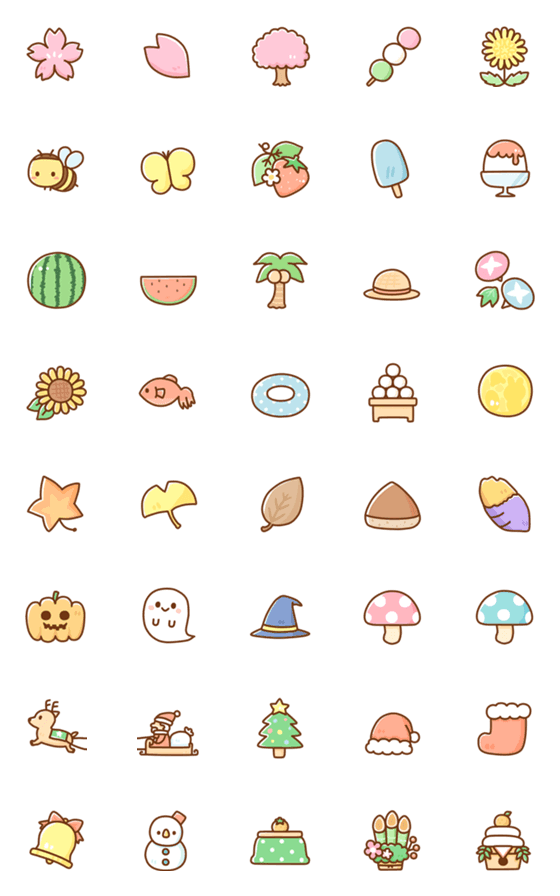Line絵文字 シンプル可愛いえもじ 季節 40種類 1円 Line絵文字 シンプル可愛いえもじ 季節 40種類 1円