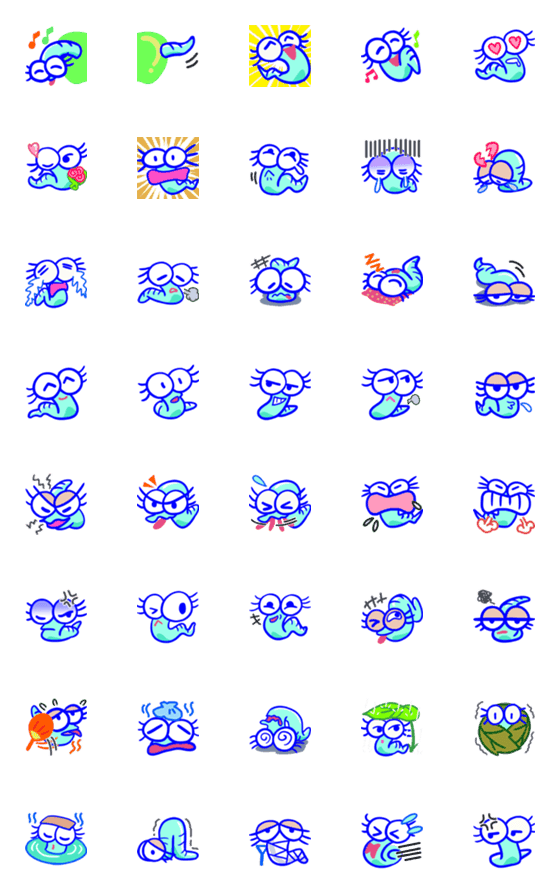 [LINE絵文字]Fruit worm Lala expression sticker 1の画像一覧