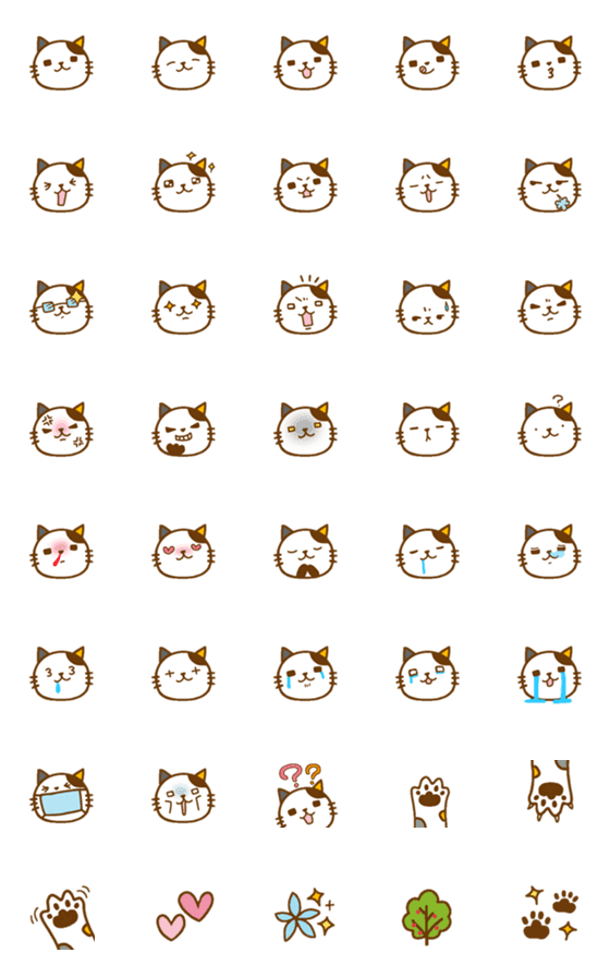 [LINE絵文字]三毛猫の絵文字①の画像一覧