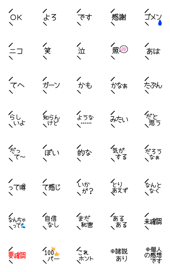 [LINE絵文字]「断言ができない日本人」専用絵文字の画像一覧