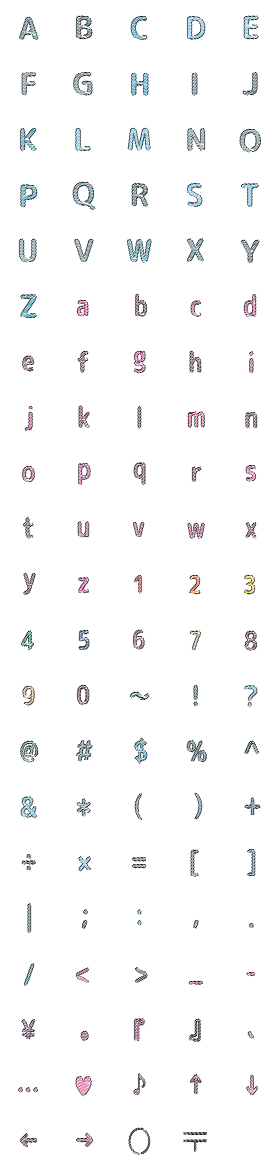 [LINE絵文字]Hand drawn colorful lettersの画像一覧