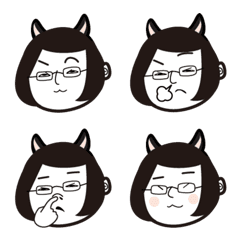 [LINE絵文字] 黒猫かぶってるメガネ女子の画像