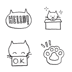[LINE絵文字] cute cat and cute things (B＆W)の画像