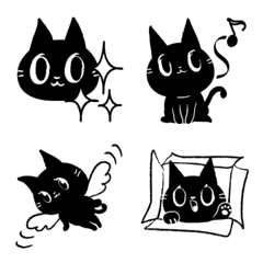 [LINE絵文字] 黒猫ちゃん白黒・見やすい絵文字。の画像