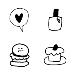 Line絵文字 外国風モノクロ絵文字 2 40種類 1円