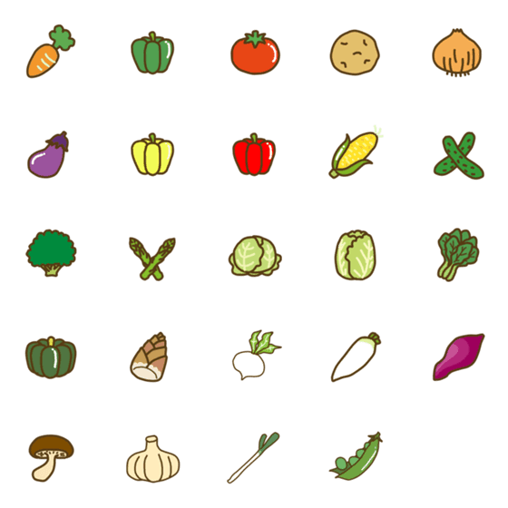[LINE絵文字]可愛い野菜の絵文字の画像一覧