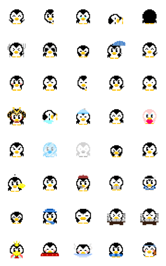 [LINE絵文字]ドット絵ペンギンの画像一覧