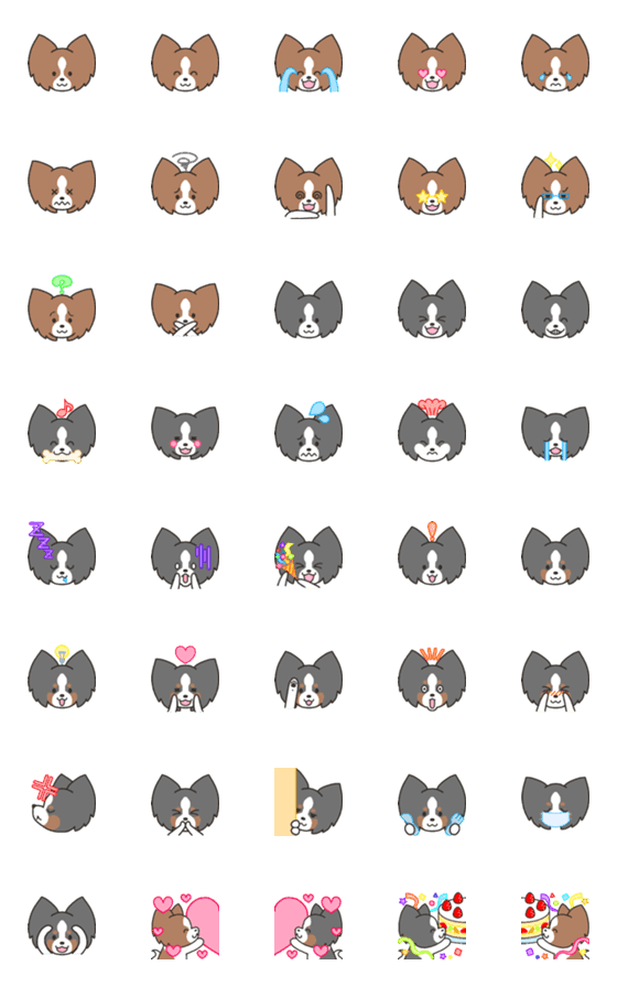 [LINE絵文字]パピヨン好きの絵文字の画像一覧