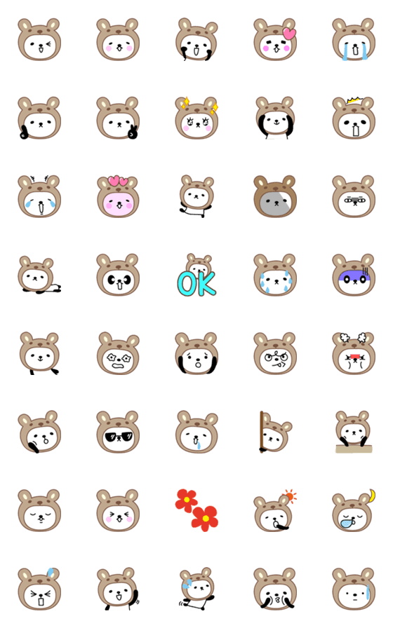 [LINE絵文字]大人可愛いくまパンダの絵文字 panda emojiの画像一覧