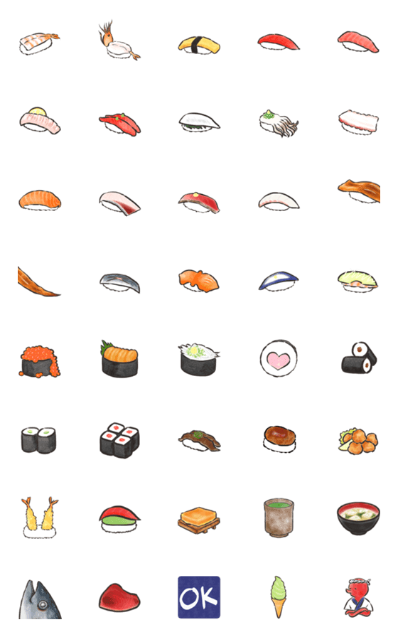 [LINE絵文字]水彩寿司の画像一覧