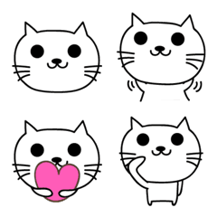 [LINE絵文字] 大人かわいい白ネコの絵文字 cat emojiの画像