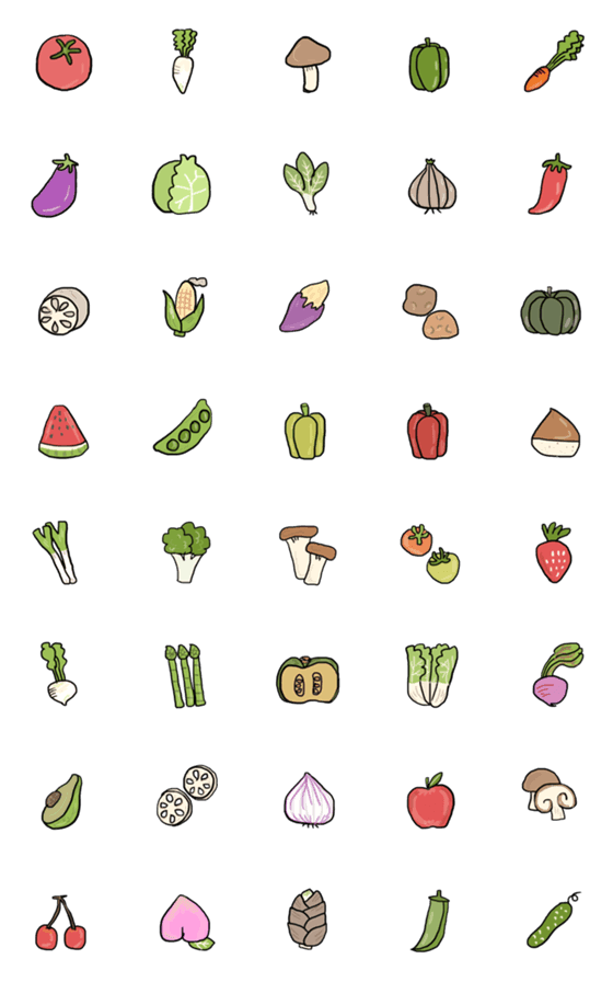 [LINE絵文字]野菜だらけ 食べ物絵文字の画像一覧