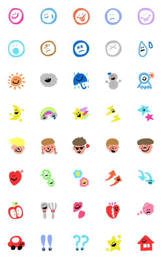 [LINE絵文字]カラフルでキュートな顔つき絵文字☺︎★の画像一覧