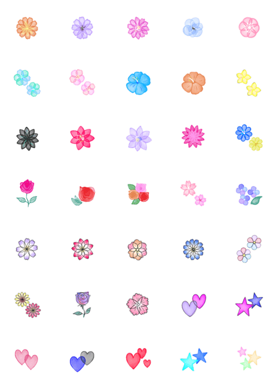 [LINE絵文字]水彩画風の花の画像一覧