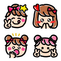 ゆるっと♡カラフル絵文字⑤【女の子】の絵文字メイン画像
