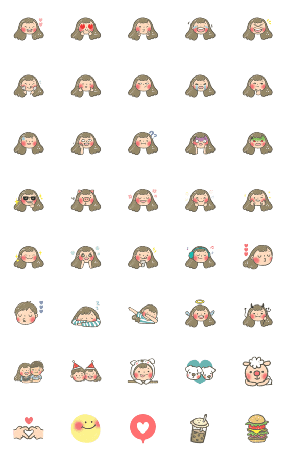 [LINE絵文字]Chubby cheeks girl's emojiの画像一覧