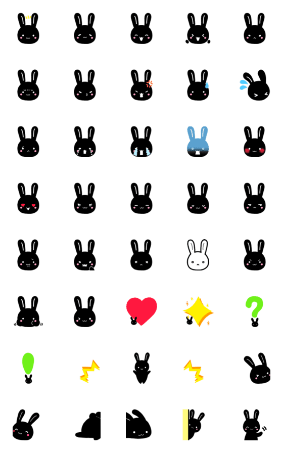 [LINE絵文字]黒うさぎ絵文字の画像一覧