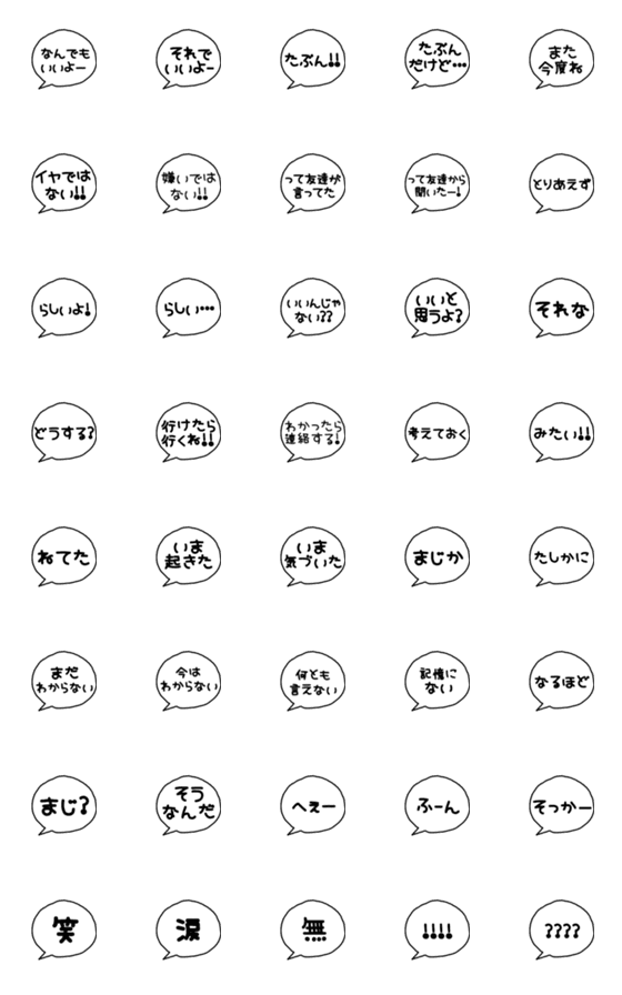 [LINE絵文字]シンプルな会話吹き出し絵文字(1)の画像一覧