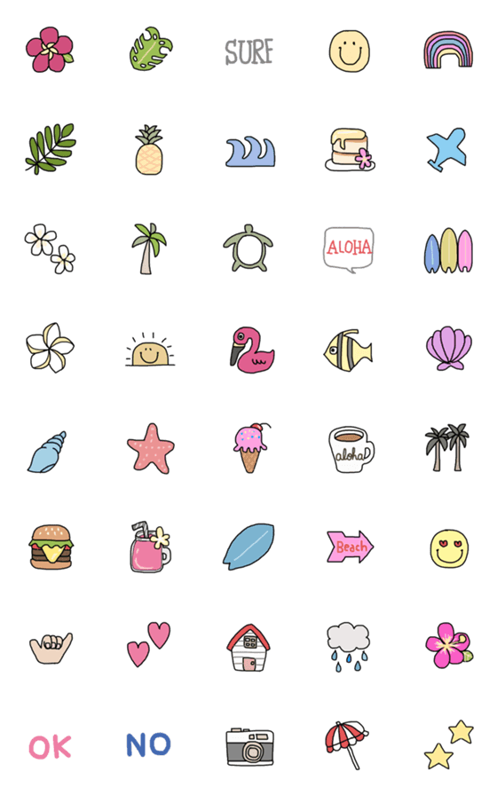 [LINE絵文字]アロハな絵文字の画像一覧
