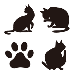 シンプルな黒猫シルエットの絵文字