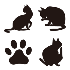 [LINE絵文字] シンプルな黒猫シルエットの絵文字の画像