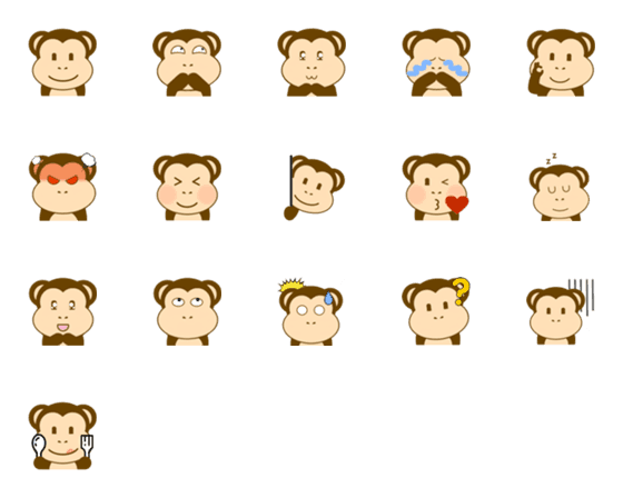 [LINE絵文字]Monkey Bros. Emojiの画像一覧