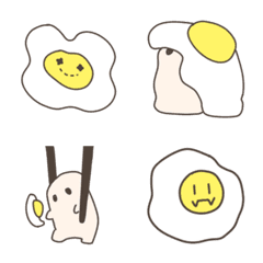 [LINE絵文字] 卵好き - 目玉焼き ＆ 餅 ミニの画像