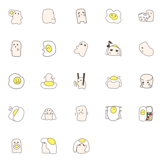 Line絵文字 卵好き 目玉焼き 餅 ミニ 23種類 1円