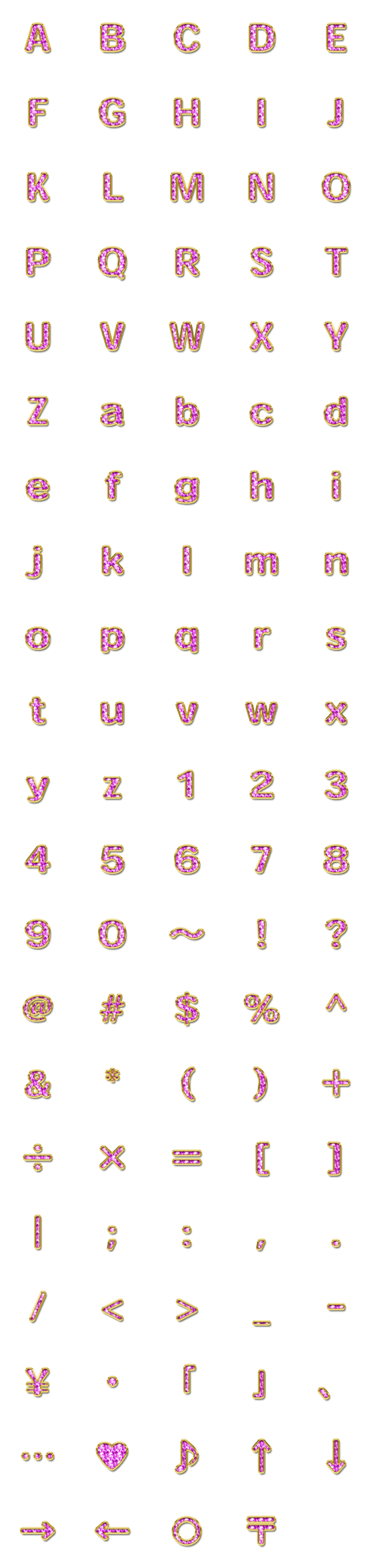 [LINE絵文字]【モラモラ】キラキラ英数字 -GOLD/PINK-の画像一覧