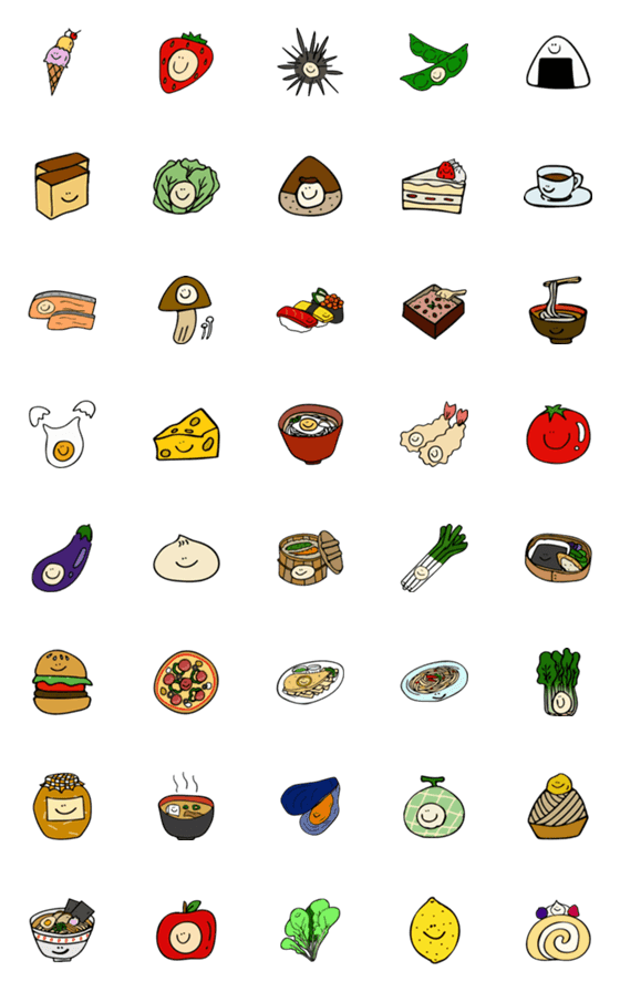 [LINE絵文字]まるいもん絵文字 たべものの画像一覧