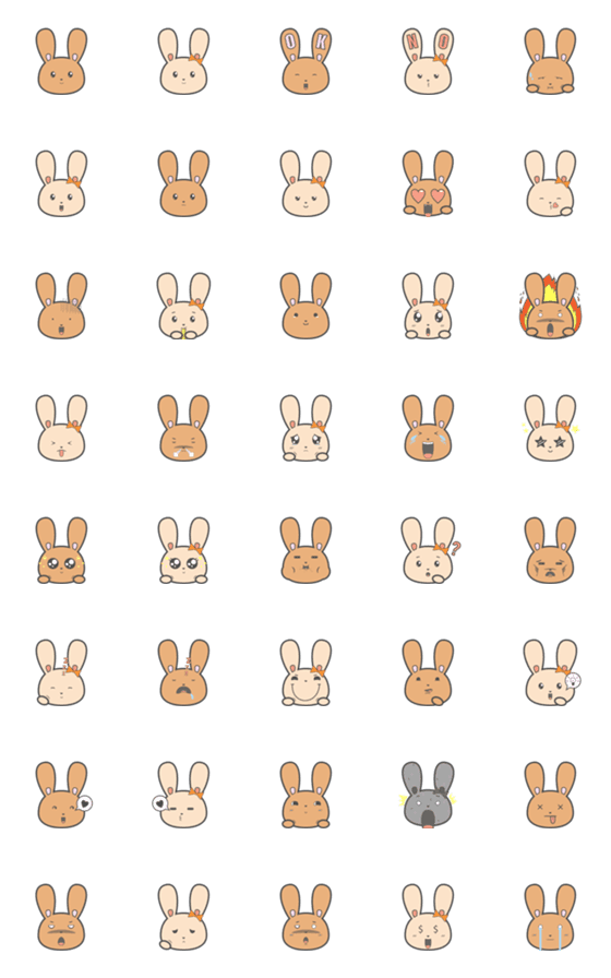 [LINE絵文字]Baby Bunnies - Couple Emojiの画像一覧