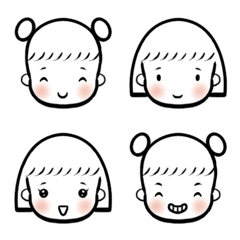 [LINE絵文字] シンプルかわいいおだんご＆おかっぱガールの画像