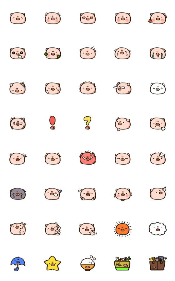 [LINE絵文字]Bukasan "Pig mom" Emojiの画像一覧