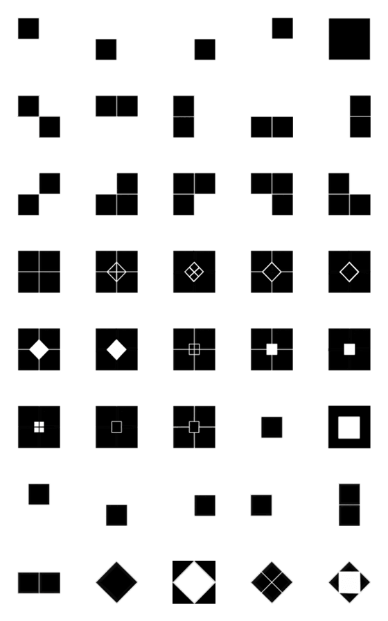 [LINE絵文字]黒と白と形 (PART.1)-四辺形の画像一覧
