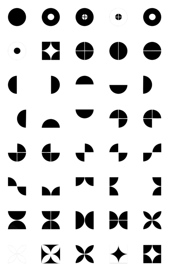[LINE絵文字]黒と白と形 (PART.3)-丸めの画像一覧