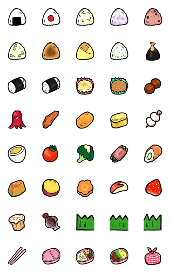 [LINE絵文字]食べ物 絵文字 《 はらぺこ弁当 》の画像一覧